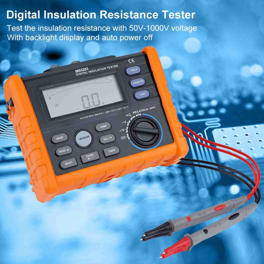 PEAKMETER MS5203 Digital and Analog Display 50 1000V Insulation Resistance Tester Meter