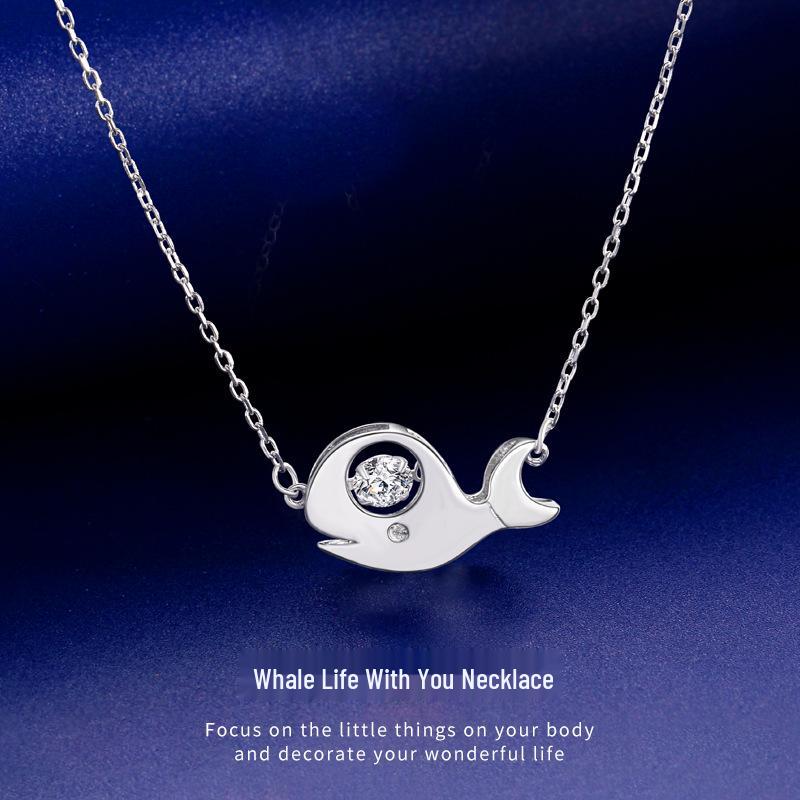 S925 Sterling Silver Whale Necklace, Women's Fashion, Simple, Lively Clavicle Chain, Versatile INS Style.