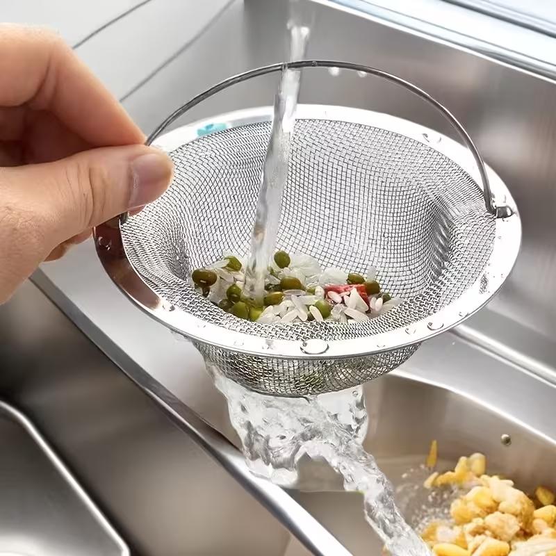 1-6pcs Stainless Steel Sink Strainer with Handle - Rust-Resistant Mesh Design, Suitable for Kitchen and Bathroom Sinks,