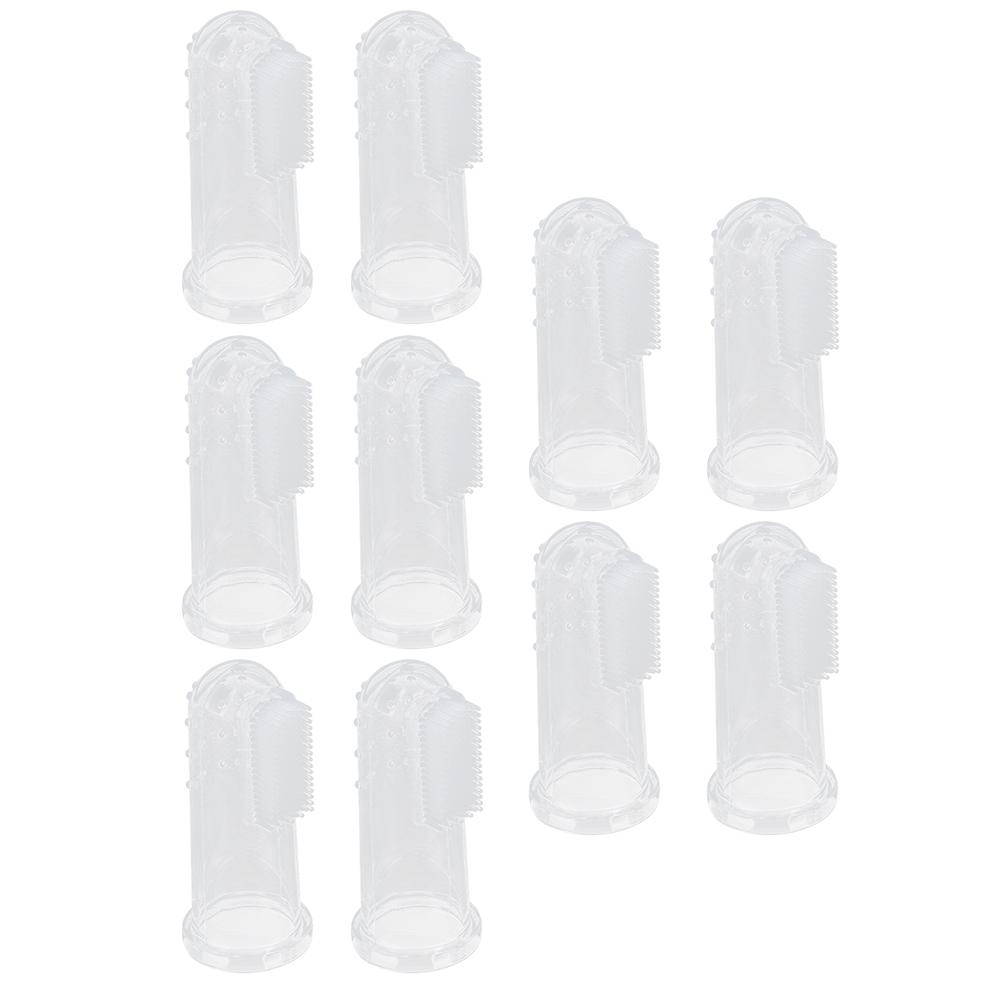 10pcs Baby Finger Toothbrush Infant Silicone Soft Finger Toothbrushes for NewbornPink Shell