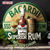 Ретро Круглая Металлическая Вывеска Bacardi Rum 7,87x7,87 Дюйма 2D Плоский Настенный Арт Винтажный Тропический Напиток Дизайн для Декора Домашнего Бара