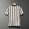 Новая летняя минималистичная цветная полосатая повседневная приталенная трикотажная рубашка-поло в британском ретро-стиле с отложным воротником на молнии до середины груди