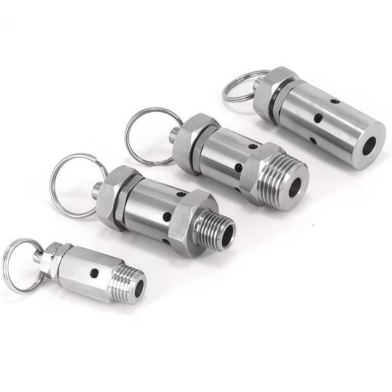 BSPT NPT 1/4 "1/2 "Male Thread 0.5-10 Bar Exhaust 304 Stainless Steel Sanitary Mini Spring Safety Valve For Air Compressors