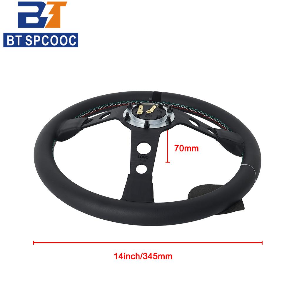 MO 60th anniversary genuine leather steering wheel 14 inch concave racing universal cone steering wheel
