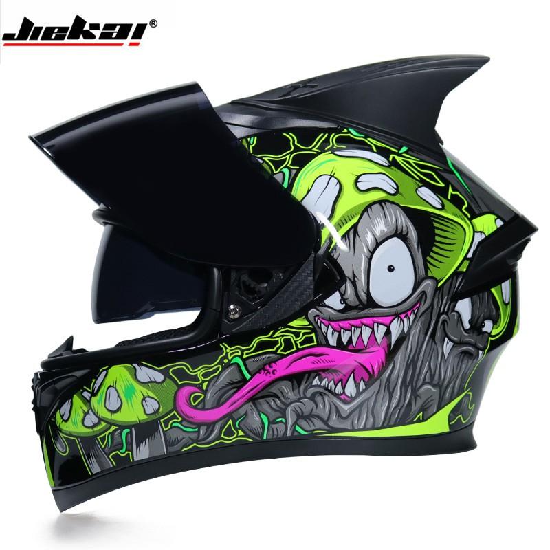 JIEKAI Full Face Motorcycle Helmet Dual Lens Anti-fog Men Women Adult