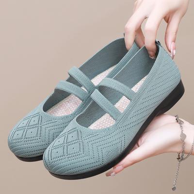 Женские летние балетки 2024 года, удобные нескользящие повседневные туфли с круглым носком, легкие дышащие кроссовки из сетки, женские мокасины без застежек