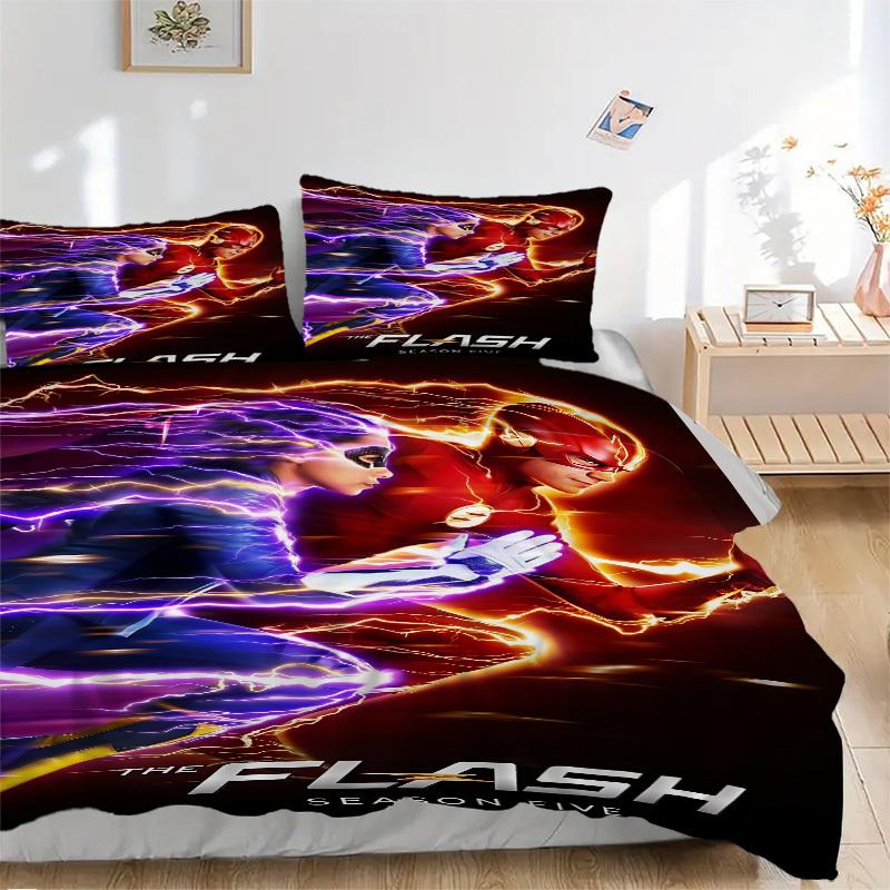 3pcs The Flash Duvet Cover Set, 1 Duvet Cover + 2 Pillowcases (No Insert), High-Definition Print for All Seasons,Durable yy251103049