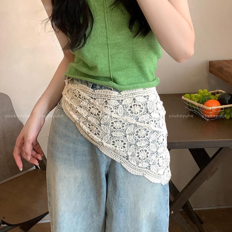 Винтажный вязаный крючком ажурный шарф для женщин треугольная повязка на голову летний кружевной вышитый шейный платок дорожный литературный Po шарф для волос