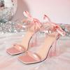 Летние женские свадебные туфли для невест на очень высоком каблуке с бабочкой-узлом розовые туфли для вечеринок сексуальные женские сандалии