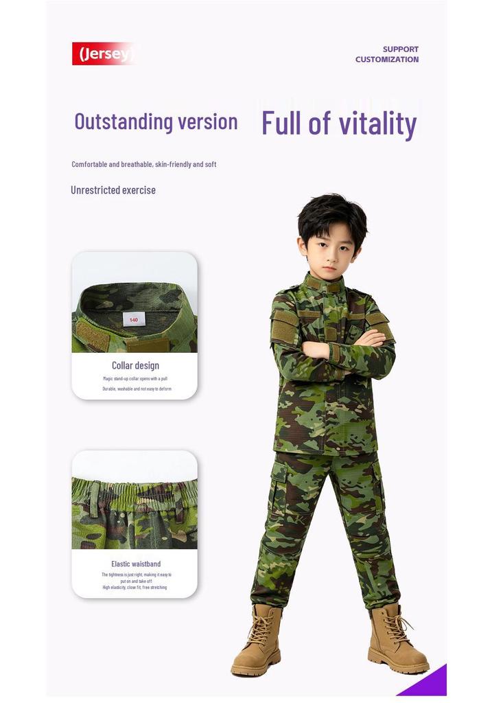 Children's Camouflage Suit Set for School Military Training and Summer Camp