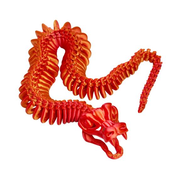 3D Printed Skeleton Snake Figurine Movable Joints Skeleton Snake Figure Articulated Animal Model Toy Home Office Bookshelf Desktop Decoration Ornament