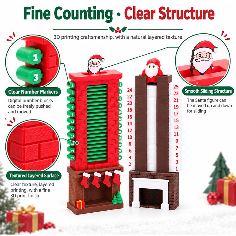 Santa Claus Chimney 11-day Countdown Calendar Socks Wooden Christmas Calendar Desktop Ornaments Home Party Fun Supplies Gift