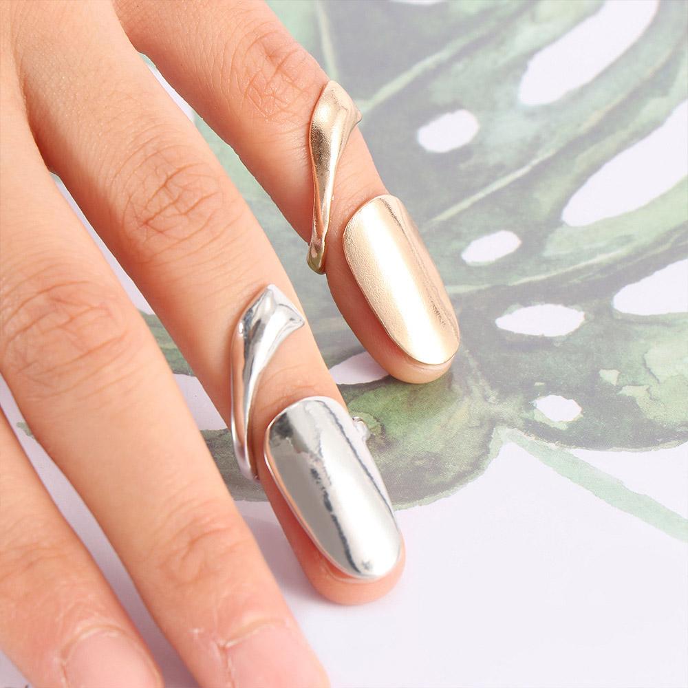 False Jewelry Gold Metal Ring Nail Fashion Rings Women Silver