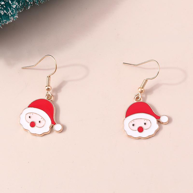 Рождественские серьги-снежинки с лосем и Сантой с характером