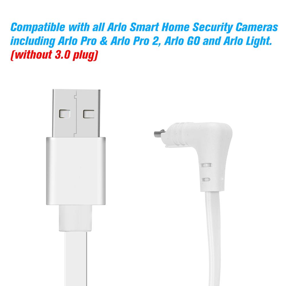 Кабель питания для зарядки Arlo Light, защищенный от атмосферных воздействий плоский кабель для использования внутри и снаружи помещения, кабель Micro USB из алюминиевого сплава, шнур питания/зарядки без вилки