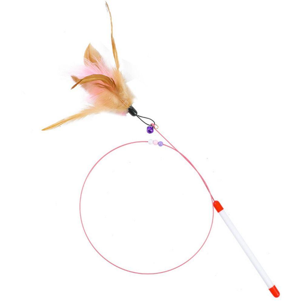 Bite resistance with Bell Pet Entertain Toy Cat Teaser Stick Kitten Teaser Wand Cat Feather Wand