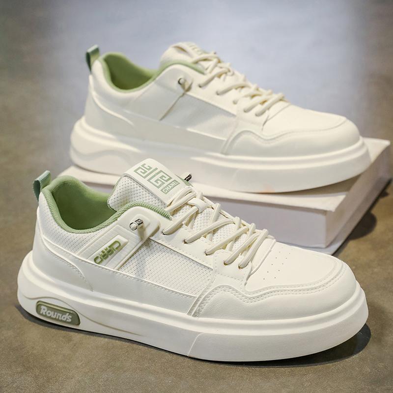 Мода 2025 Новые Трендовые Универсальные Туфли из ПУ Кожи Мужские Новые Белые Туфли Спортивные Повседневные Кеды Модные Удобные Туфли для Ходьбы