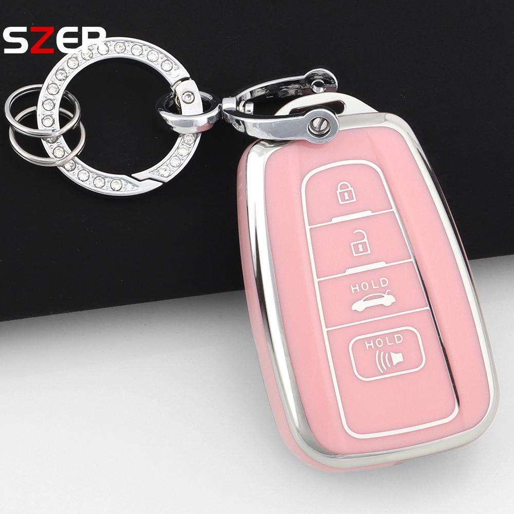 Чехол-брелок на 4 кнопки из ТПУ для автомобильного ключа Toyota Chr Camry Corolla Rav4 Highlander C-Hr Prius Land Cruiser Prado Брелок