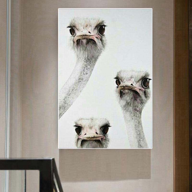 Рамка из цельного дерева НАДЕЖНОЕ ИСКУССТВО Холст Картины Животные Птицы Картины Стены Искусства Страусы Плакаты Для Украшения Гостиной Принты