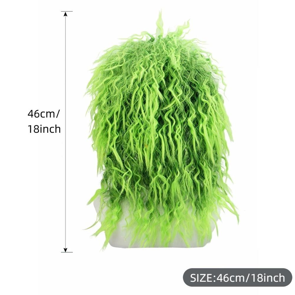 Tangerine/Green Halloween Costume Wig Voluminous Instant Noodle Style Hairpiece Masquerade Ball