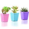 12 Packages Of Small Square Pot Multi-Color Optional Small Pot Succulent Square With Tray Plastic Seedling Pot
