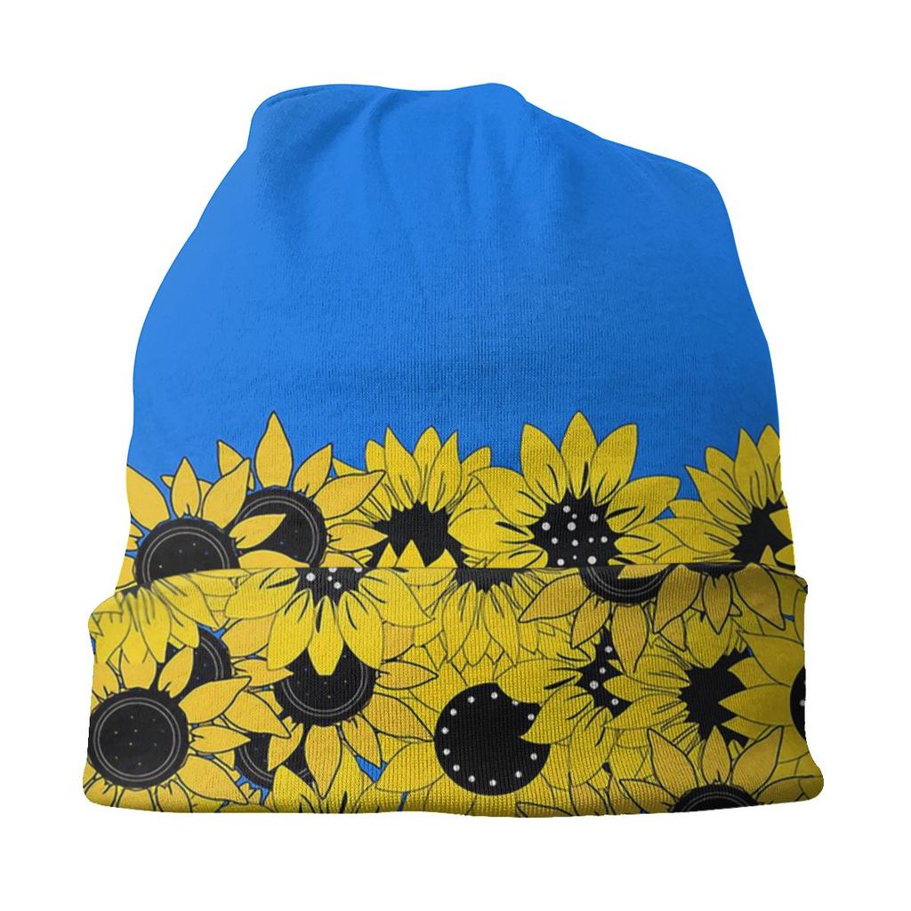 Подсолнухи и синий цвета флага Украины, унисекс, капот, зимние теплые походные шапки, двухслойная тонкая шапка, дышащие шапки