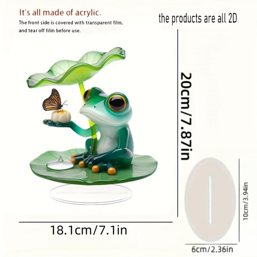Лягушка на листе лотоса, 2D плоская, акриловое украшение, орнаменты, подходит для гостиной, вечеринки, подарки, Рождество, Хэллоуин
