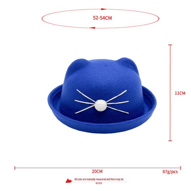Autumn/Winter Kids' Cute Cat Ears Fedora: Korean/British Style Sunshade Wool Felt Fisherman Hat for Boys and Girls.