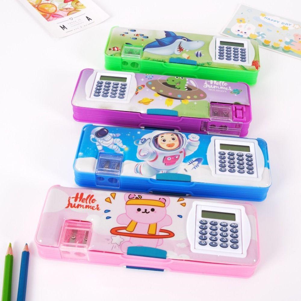 With Calculator Pencil Box Pencil Sharpener Stationery Organizer Pencil Case Students Gift