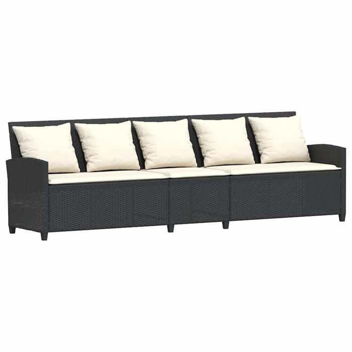 VidaXL Garden Sofa with Cushions 5 Seater Black Wicker, Outdoor Sofa, 5 Seater Garden Sofa, Sofa 4104111