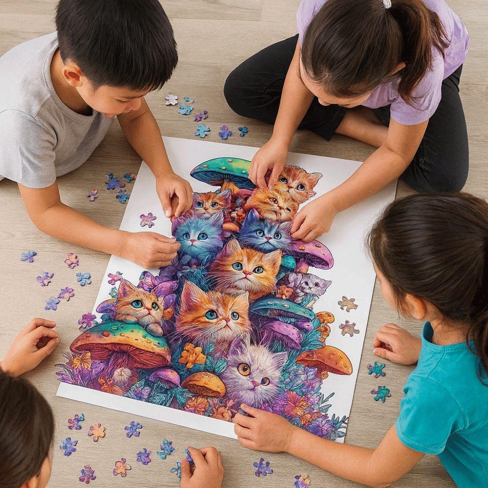 Животный узор Кошка Пазл Милый Гриб Кошка Деревянная Головоломка Взрослая Деревянная Головоломка Подарок Друзьям