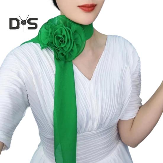 Шифоновый атласный длинный шарф с цветочным декором, дышащая универсальная пляжная шаль, защита от солнца, шифоновая шаль, повседневная одежда