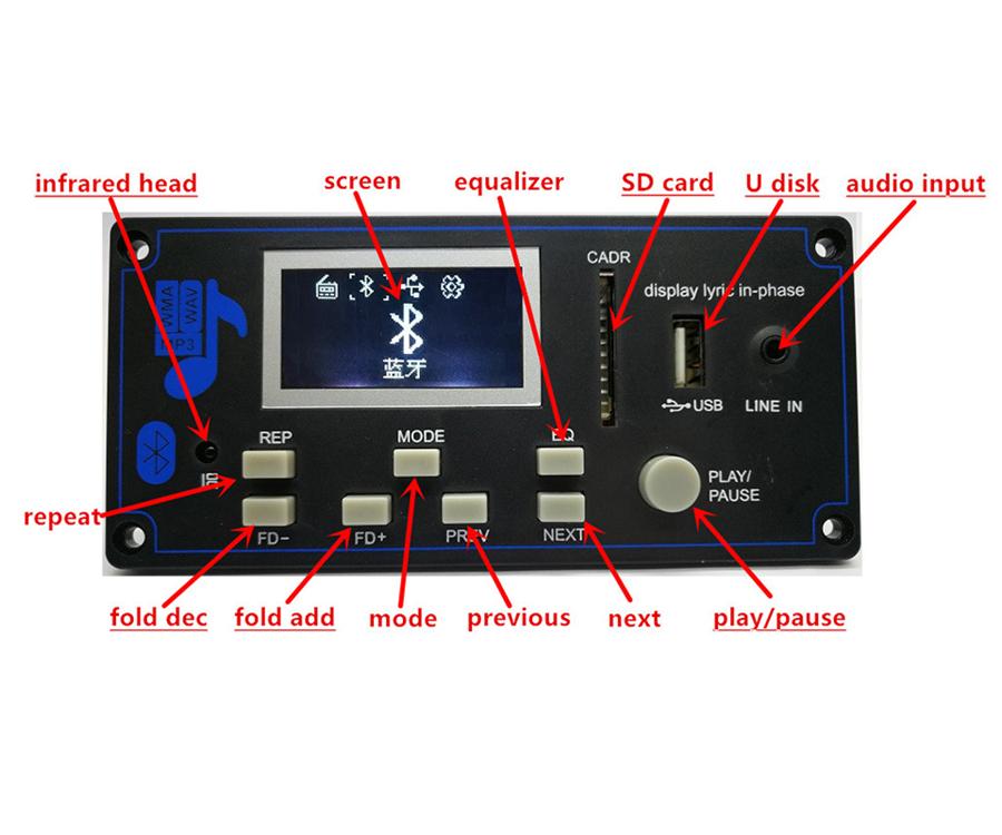 12V Wav Wma Mp3 Decoder Board Bluetooth Audio Receiver Decoder Board