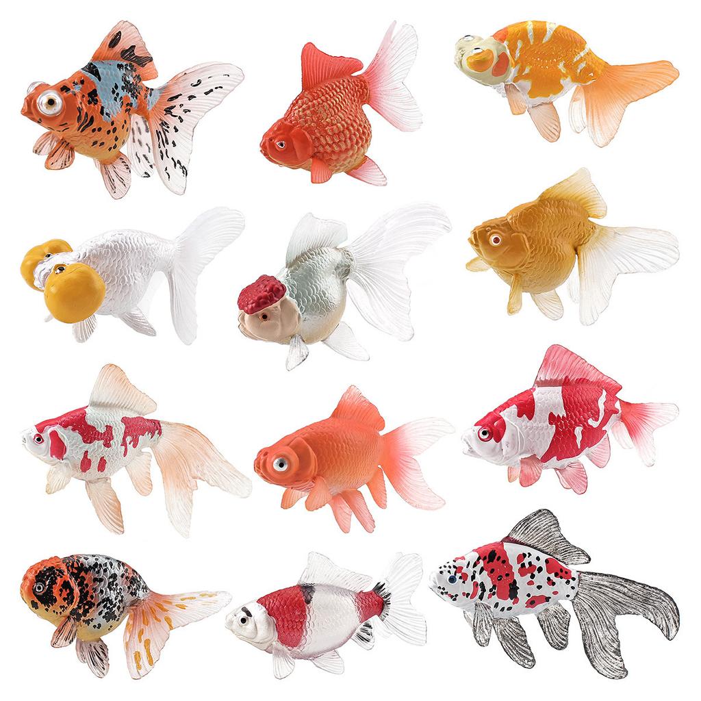 Simulation Ornamental Fish With Base Model Mini Goldfish Koi Set Marine Animal Static Ornament Toy