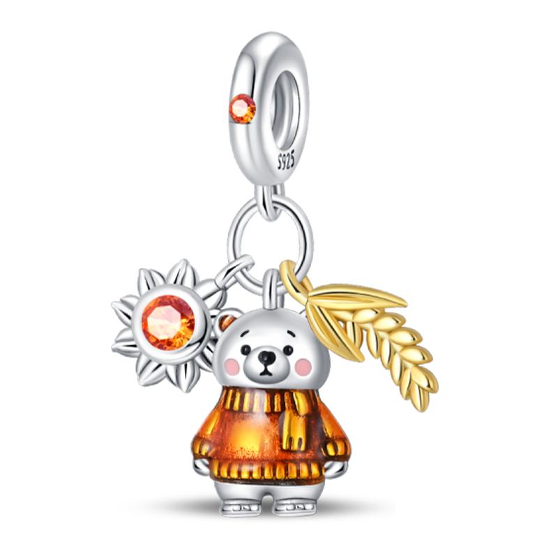 Медь Золотая Осенняя Серия Шармы Бусины Пугало Тыква Кленовый Лист Шармы Для Женщин Изысканные DIY Украшения