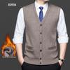 Luomeng Men's Fleece-Lined Business Casual Knitted Vest