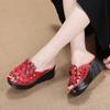 Fashion GKTINOO Summer Woman Shoes Platform Slippers Wedge Genuine Leather Women High Heel Slippers For Women Retro Sandals Female Shoes