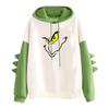 Women's Christmas Printed Contrasting Dinosaur Loose Casual Hoodie