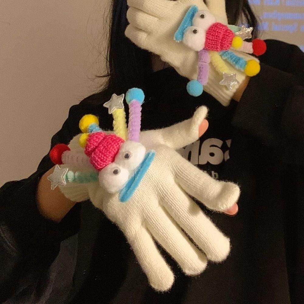 1Pair Soft Women's Gloves Cute Funny Cycling Cold Protection Gloves Warm Knitted Gloves