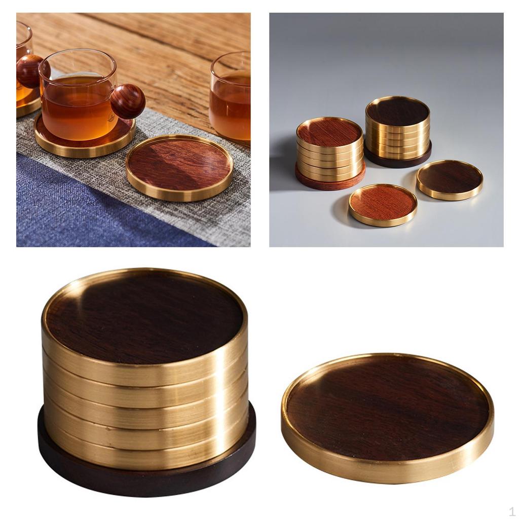 6 Pieces Wooden Coaster Multiuse Lightweight Easy Carrying Coffee Mug Mat Table Protection for Tea