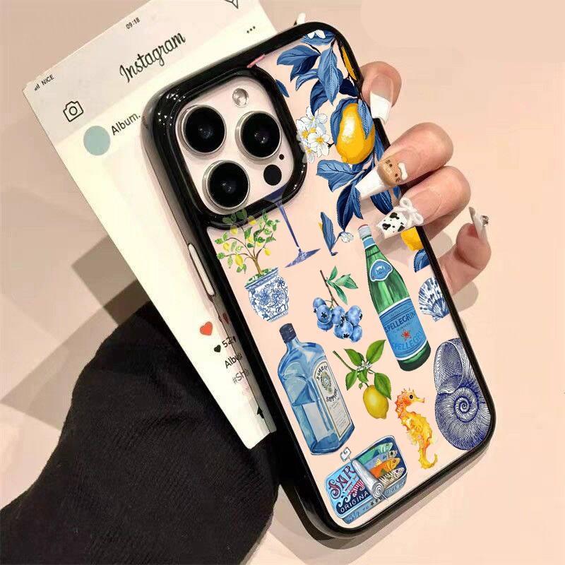 Роскошный Чехол для Телефона с Морским Пейзажем, Вином и Лимоном для IPhone 16 15 14 13 12 11 Pro Max 17 AIR X XR XS 8 Plus, Милый Прозрачный Жесткий PC Чехол