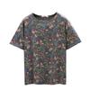 Женская футболка с цветочным принтом, с коротким рукавом - Лето 2023, Приталенный свободный крой, Модная омолаживающая блузка для мам