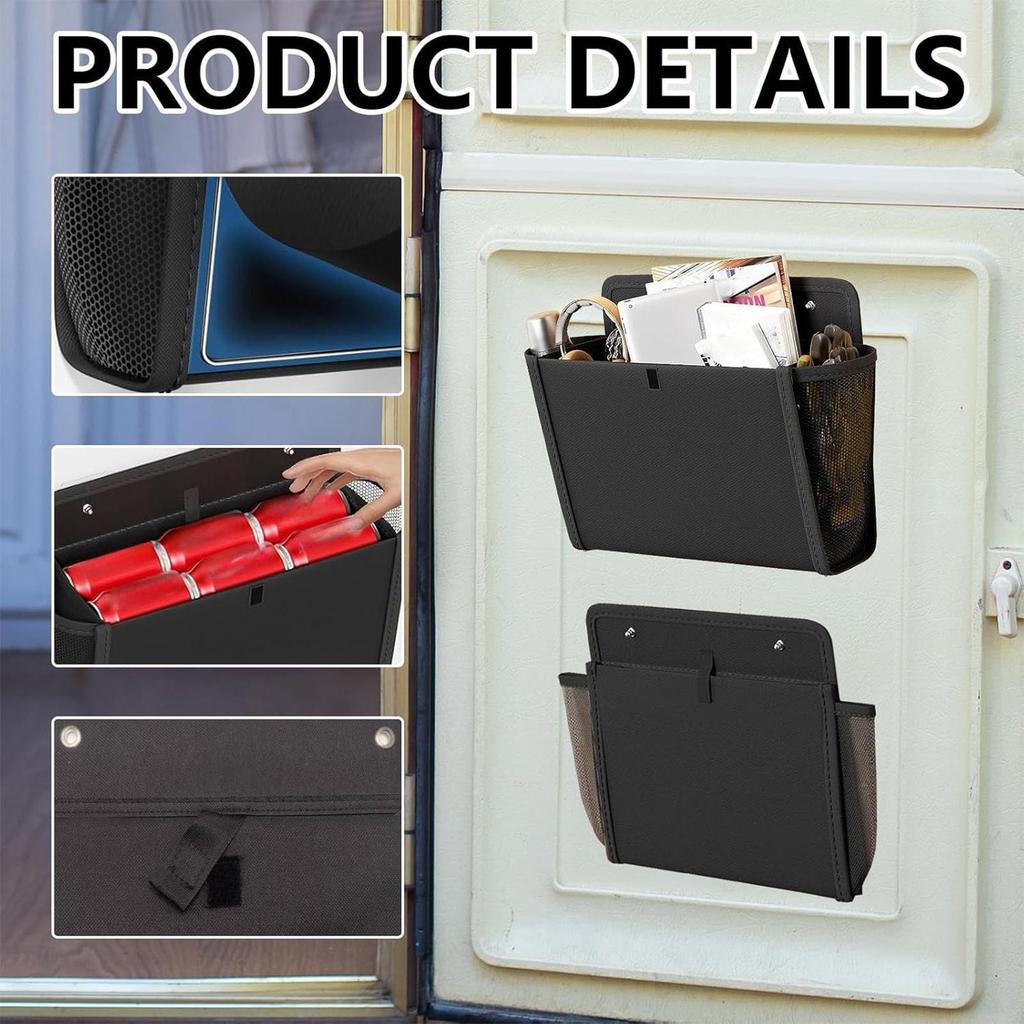 2PCS RV Shoe Storage Rack, Wall Mount Organizer with Pocket Bag for Camping Motorhome Kitchen Office Door