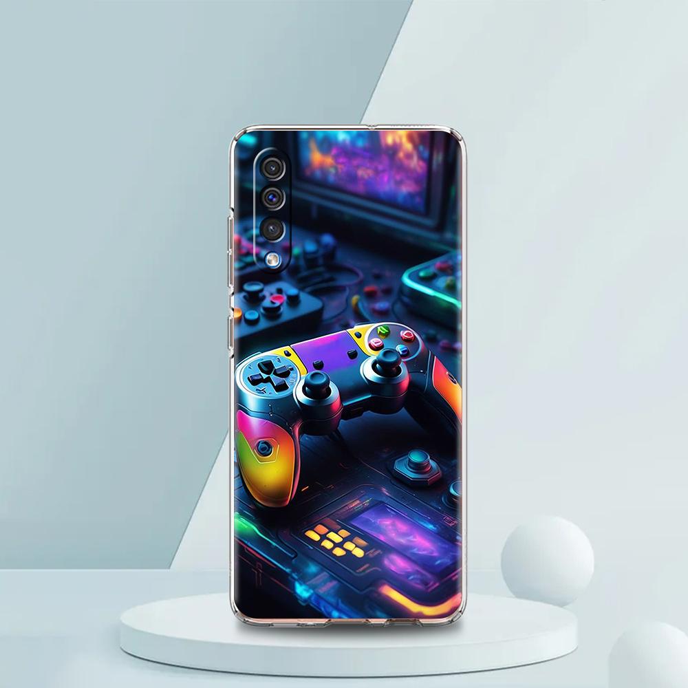 Game Controller Graphic Transparent Phone Case for Samsung Galaxy A16 A14 A12 A22 A24 A42 A02 A03S A06 A50 A70 A20 A30 A40 Cover