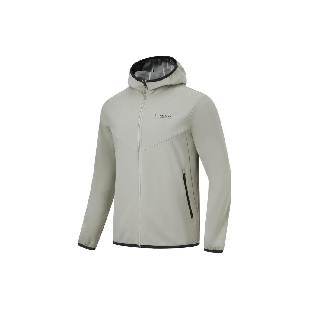 Li Ning однотонная флисовая спортивная куртка с капюшоном на молнии для мужчин, куртки каменно-серого цвета AFDT835-1