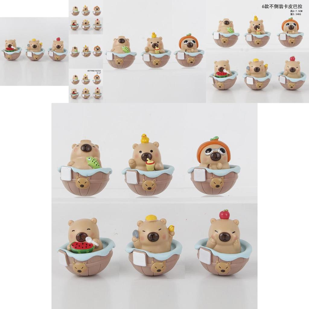 Adorable Capybara Wobbler Summer Time Q Version Pvc Collectible Toy Figure 6 Styles