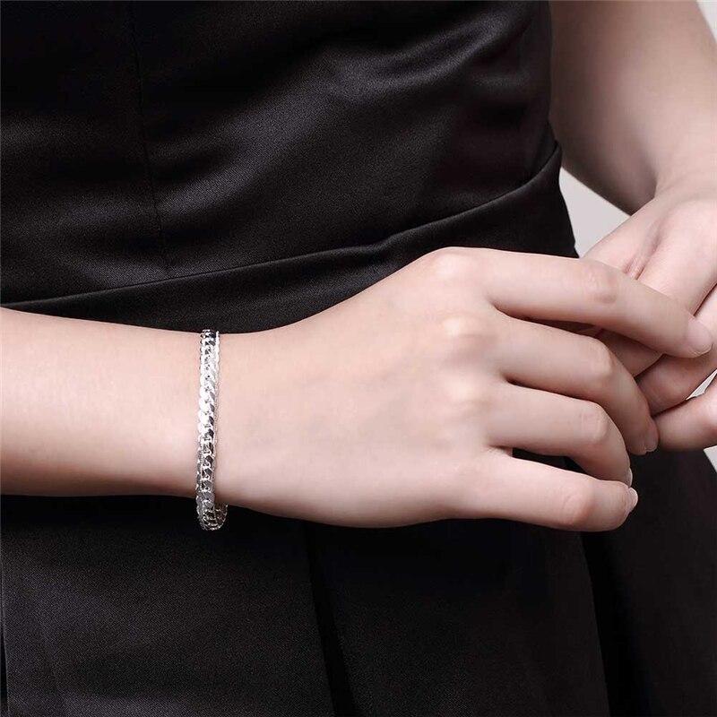 925 Sterling Silver 6mm Full Sideways Chain Bracelets For Women Men Fashion Wedding Party Engagement Jewelry Jewellery