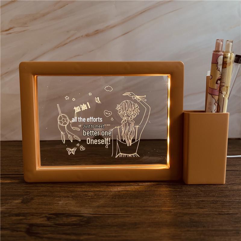 3D Photo Frame Pen Holder Night Light – Creative Graduation or Birthday Gift for Teachers and Classmates