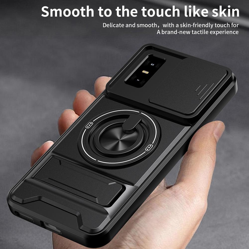 KEYSION Магнитный чехол для телефона для Infinix GT 30 30 Pro 5G Защита камеры со сдвижной крышкой Вертикальная подставка Кольцо 360 Ударопрочная задняя крышка