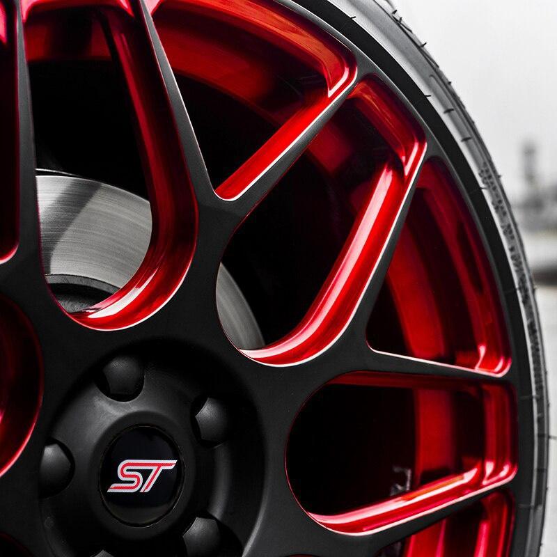 4 х стайлинга автомобилей колпаки центральной ступицы колеса эмблема значок наклейки для логотипа ST для Fiesta Focus Edge Mondeo Mustang Kuga Explorer F150